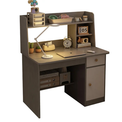 Compact Computer Desk with Bookshelf