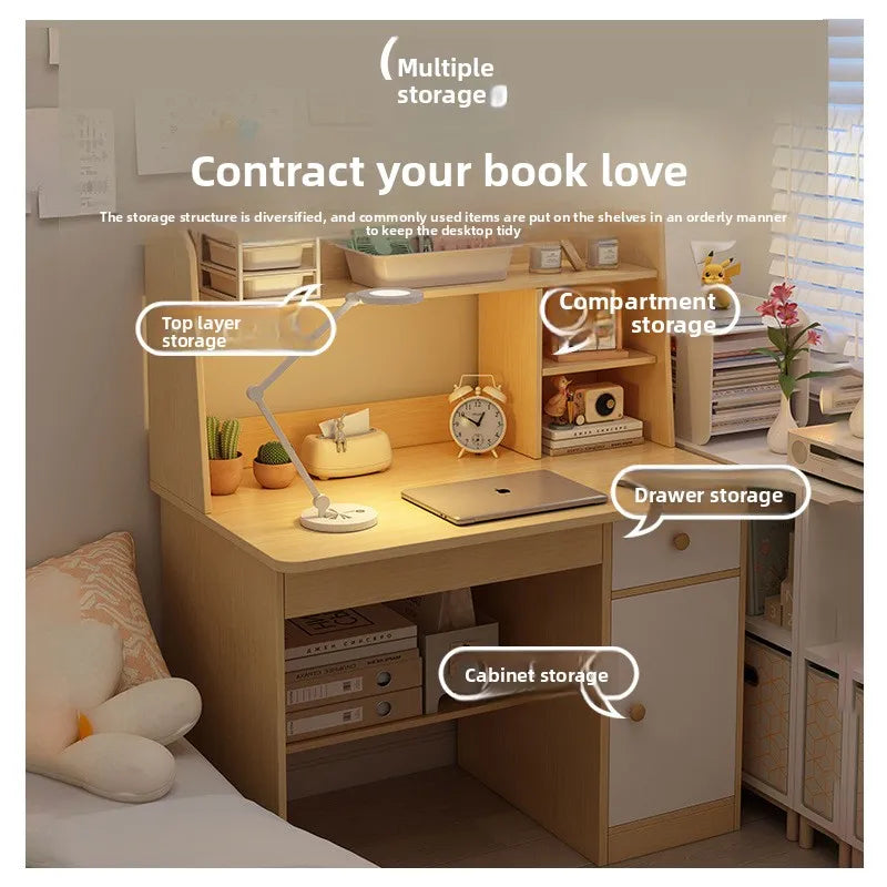 Compact Computer Desk with Bookshelf