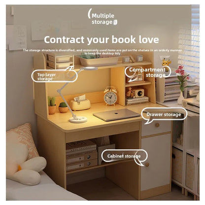 Compact Computer Desk with Bookshelf