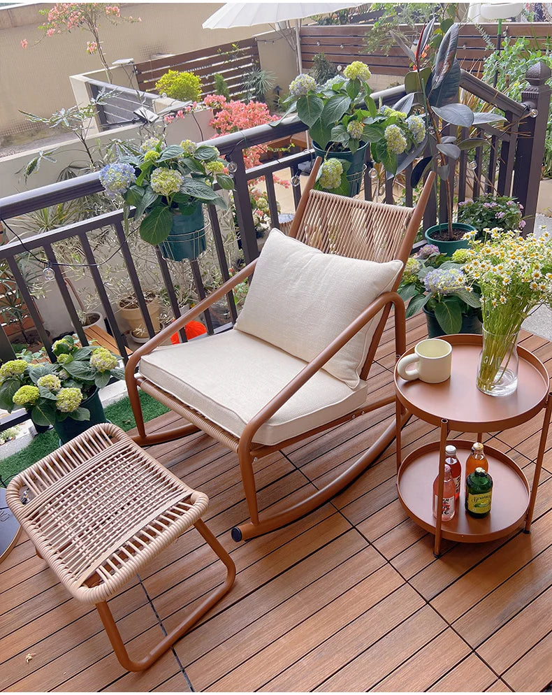 Rattan Footstool Ottoman & Entryway Bench