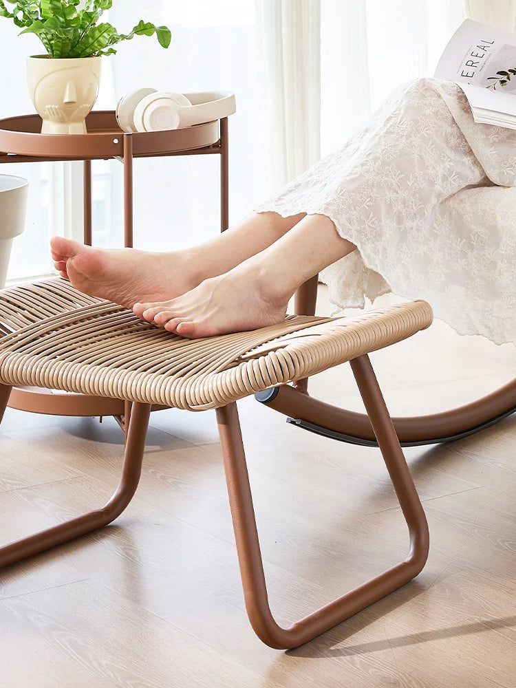 Rattan Footstool Ottoman & Entryway Bench